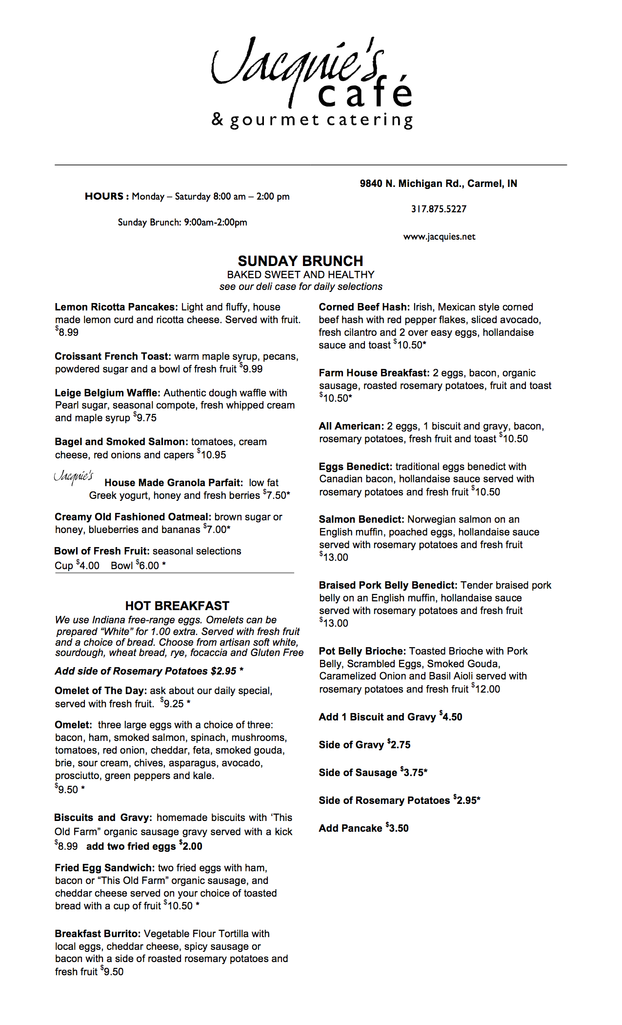 Cafe And Catering Brunch Jacquies Gourmet Wedding Cafe Brunch Menu July 2017