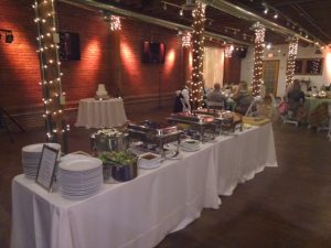 Wedding cake and buffet